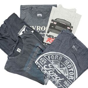 GM Ford Chevy Graphic T-Shirt Bundle Collectible Automotive Gray Large XL